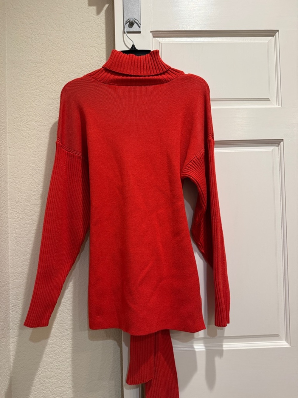 Tahari Bright Red/Orange  Ribbed Turtleneck Sweater
